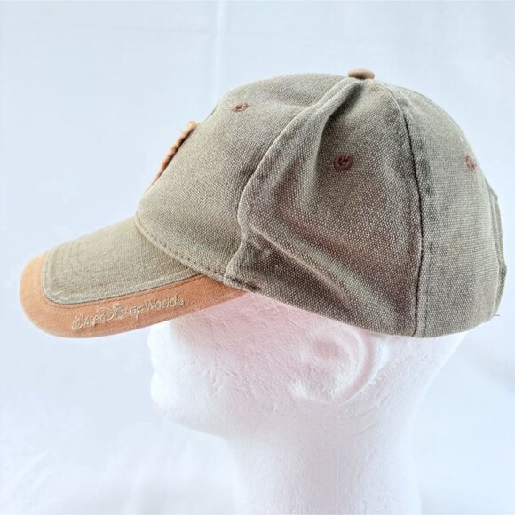Walt Disney World Mickey Mouse Metal Logo Brown Tan Strapback Baseball Cap Hat - Picture 7 of 9